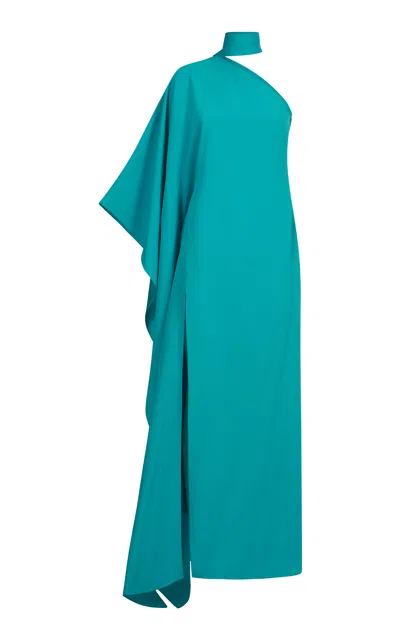 Taller Marmo Paloma One-shoulder Satin Maxi Dress In Blue