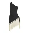 Taller Marmo Yacare One-shoulder Swimsuit And Fringed Pareo Set In Black