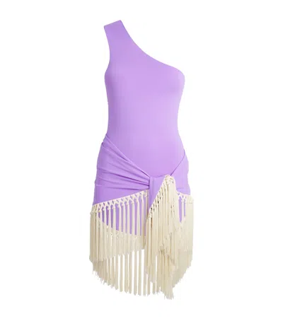 Taller Marmo Pareo-detail Yacare Swimsuit In Purple