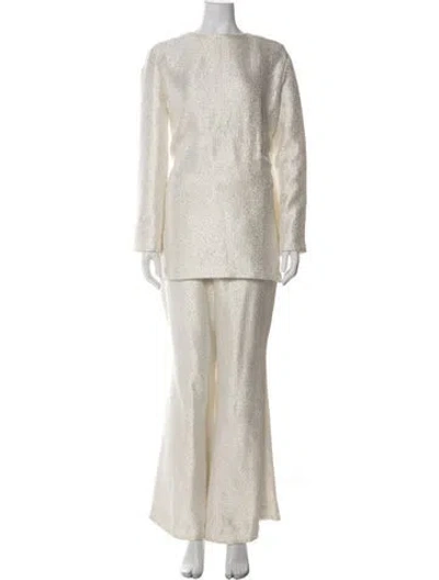 Pre-owned Taller Marmo Patterned Glitter Accents Pant Set In Neutrals