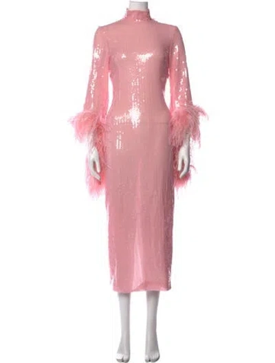 Pre-owned Taller Marmo Patterned Midi Length Dress In Pink