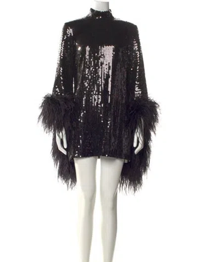 Pre-owned Taller Marmo Patterned Mini Dress In Black