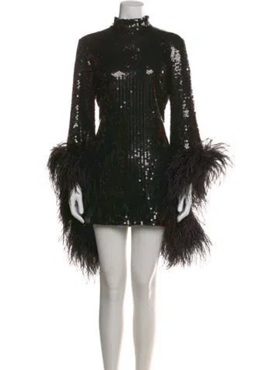 Pre-owned Taller Marmo Patterned Mini Dress In Black