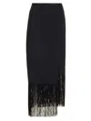 Taller Marmo Bossa Nova Black Fringe-trimmed Midi Skirt In Black