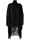 Taller Marmo Mrs Ross Fringed Scarf-neck Crepe Kaftan Dress In Black