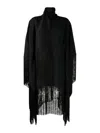 Taller Marmo Mrs Ross Fringed Scarf-neck Crepe Kaftan Dress In Negro