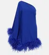 Taller Marmo Piccolo Ubud Feather-trimmed Minidress In Royal Blue