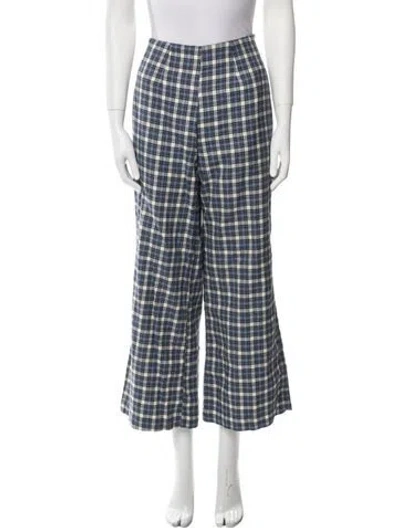 Pre-owned Taller Marmo Plaid Print Wide Leg Pants In Multi