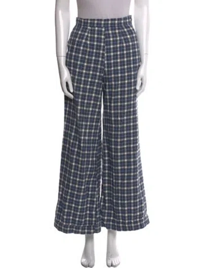 Pre-owned Taller Marmo Plaid Print Wide Leg Pants In Multi