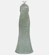 Taller Marmo Poseidon Sequined Gown In Gray