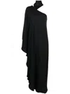 Taller Marmo Bolkan Scarf-detailed One-shoulder Ruffled Crepe Gown In Black