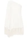 Taller Marmo Piccolo Ubud One-shoulder Feather-trimmed Crepe Mini Dress In Multi