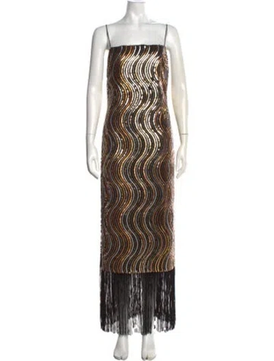 Pre-owned Taller Marmo Printed Long Dress In Black