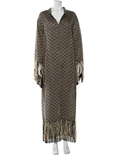 Pre-owned Taller Marmo Printed Long Dress In Black/neutrals