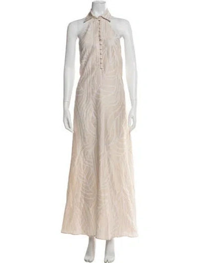 Pre-owned Taller Marmo Printed Long Dress In Neutral