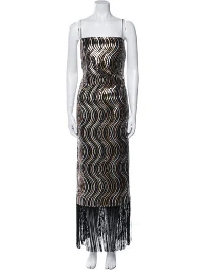 Pre-owned Taller Marmo Printed Midi Length Dress W/ Tags In Black