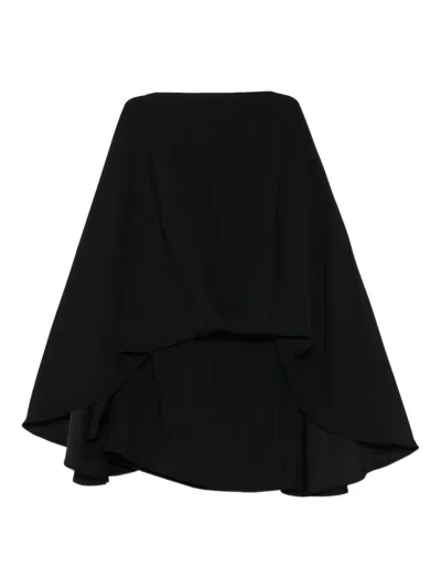 Taller Marmo Ruffled Cape Dress In Black