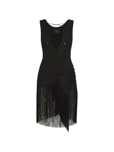 Taller Marmo Sahara Lace-up Swimsuit And Pareo Set In Black