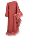 TALLER MARMO SALMON PINK DRESS WITH TONAL FEATHER TRIM IN ACETATE BLEND WOMAN