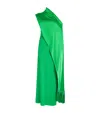 Taller Marmo 'berenson' Green One-shoulder Long Dress With Scarf Detail In Green