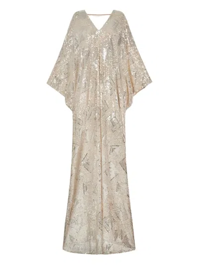 Taller Marmo Sequin-embellished V-neck Maxi Dress In Multi