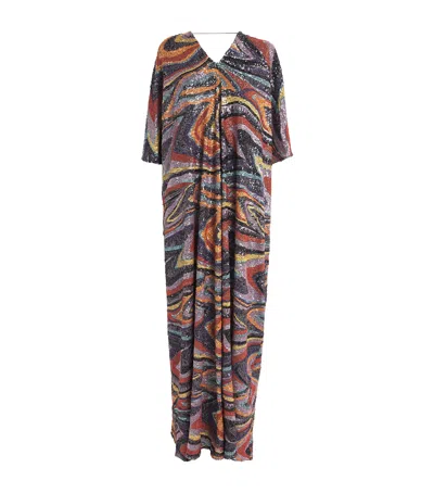 Taller Marmo Sequin Gala Kaftan Maxi Dress In Multi