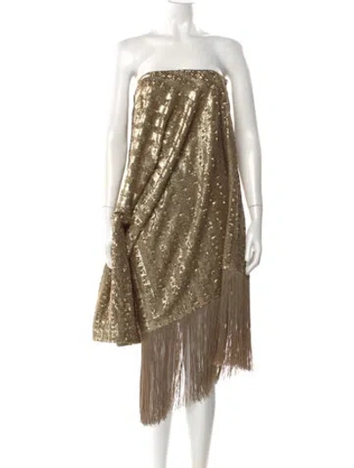Pre-owned Taller Marmo Sequin Knee-length Dress In Gold