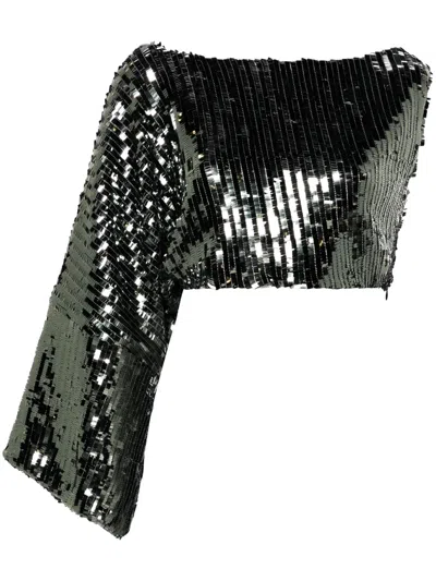 Taller Marmo Sequinned Asymmetric Top In 银色