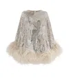 Taller Marmo Sequinned Feather-trim Nassau Mini Dress In Silver