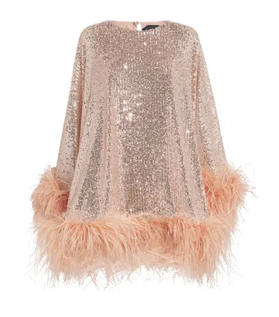Taller Marmo Sequinned Vegas Disco Kaftan Mini Dress In Gold