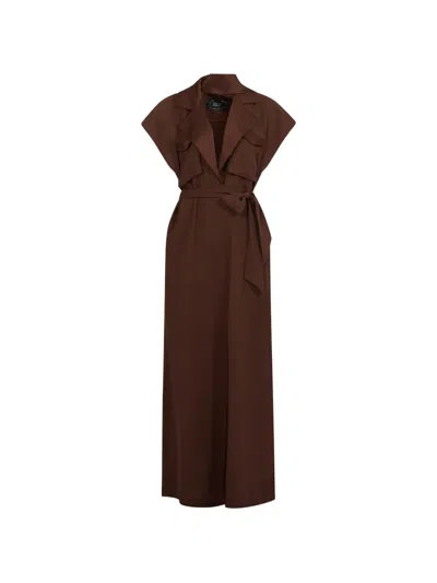 Taller Marmo Serengeti Belted-waist Maxi Dress In Brown