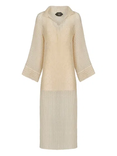 Taller Marmo Sestri Collared Midi Dress In Neutral