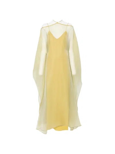 Taller Marmo Sheer-overlay Maxi Dress In Yellow