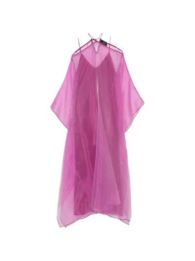 Taller Marmo Sheer-panelled Cape-sleeve Dress In Purple