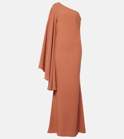 Taller Marmo Sifnos One-shoulder Crêpe Cady Gown In Terracotta
