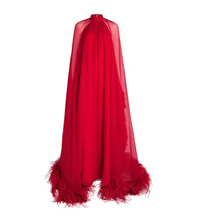 Taller Marmo Silk Chiffon Eterea Gown In Red