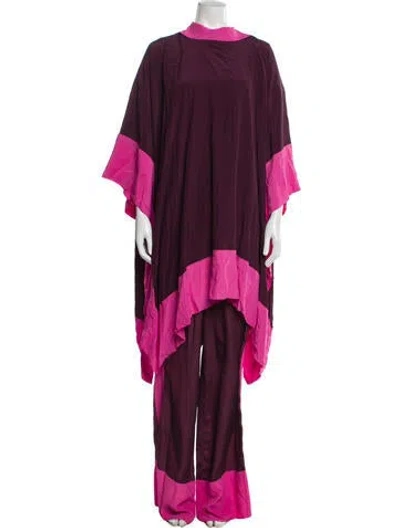 Pre-owned Taller Marmo Silk Colorblock Pattern Set W/ Tags In Burgundy