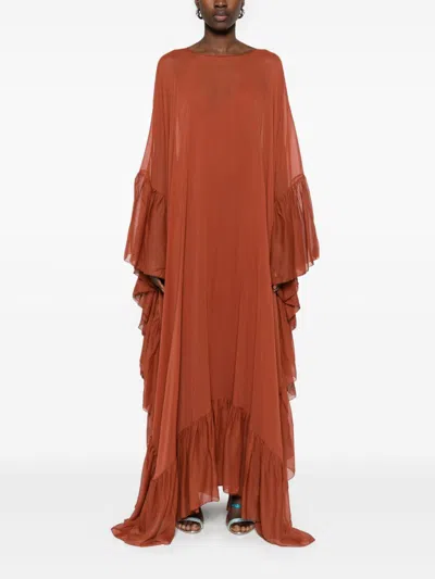 Taller Marmo Silk Gown In Orange