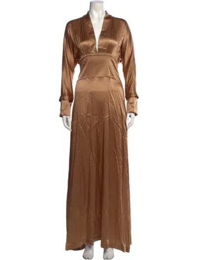 Pre-owned Taller Marmo Silk Long Dress In Neutral