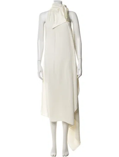 Pre-owned Taller Marmo Silk Long Dress In Neutrals