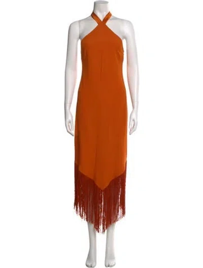 Pre-owned Taller Marmo Silk Long Dress In Orange