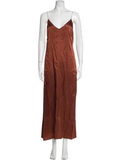 Pre-owned Taller Marmo Silk Long Dress In Orange