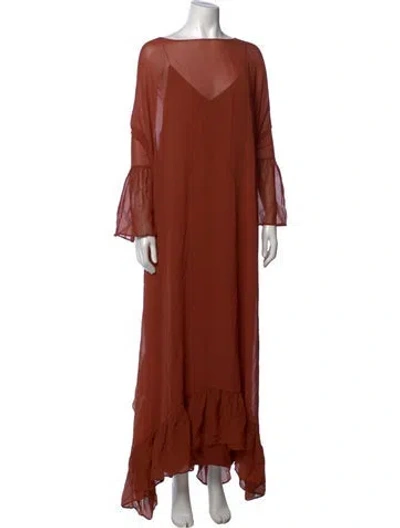 Pre-owned Taller Marmo Silk Long Dress In Orange