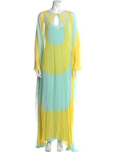 Pre-owned Taller Marmo Silk Long Dress W/ Tags In Green