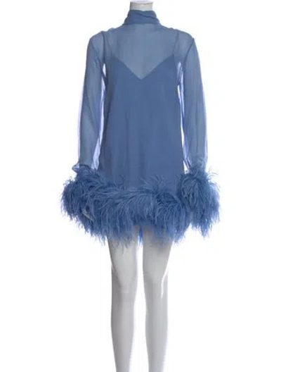 Pre-owned Taller Marmo Silk Mini Dress In Blue