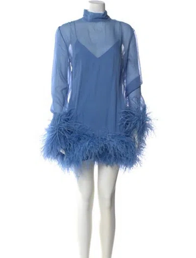 Pre-owned Taller Marmo Silk Mini Dress W/ Tags In Blue