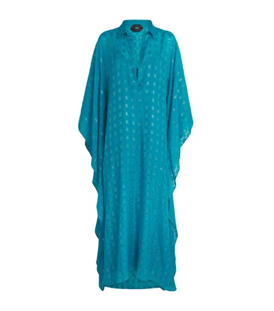 Taller Marmo Silk Ses Illetes Maxi Kaftan In Blue