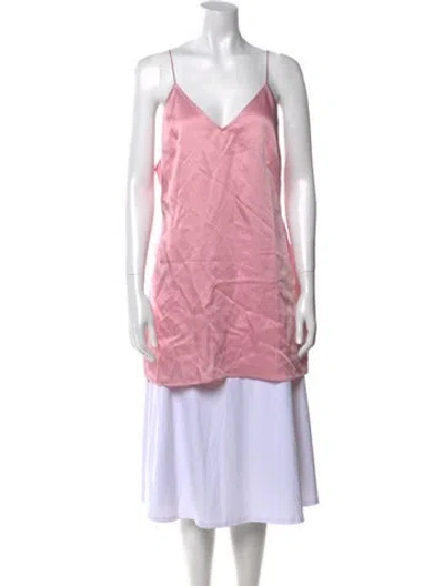 Pre-owned Taller Marmo Silk V-neck Tunic In Pink
