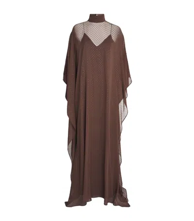 Taller Marmo Silk-blend Muscat Kaftan Maxi Dress In Brown