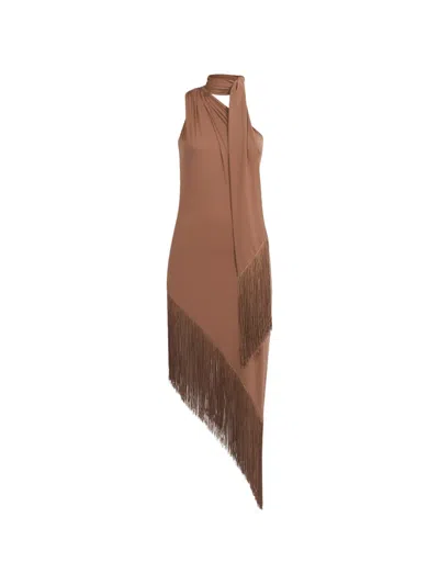Taller Marmo Siwa Fringed Dress In Brown